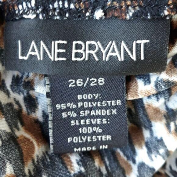 Lane Bryant Peasant‎ Tribal Zigzag Scoop Neck 3/4 Puff Sleeve Top Brown Sz 26/28 - Picture 3 of 12